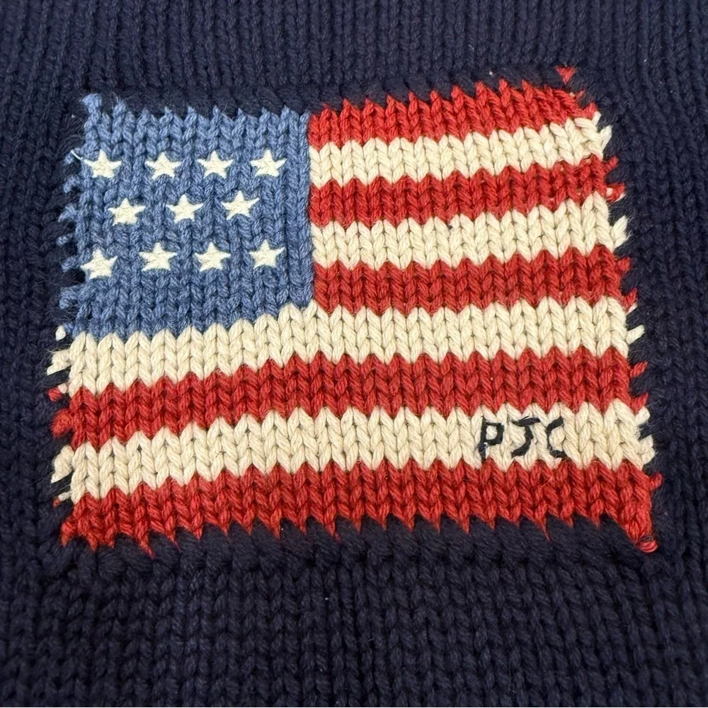 Ralph Lauren Unisex Kids Iconic Flag Sweater Crew Neck Cotton Sz M